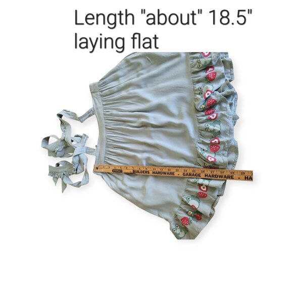 Hot Topic Ruffle Suspender Skirt Frogs Strawberries Cottagecore Kawaii Teal M - Picture 7 of 9